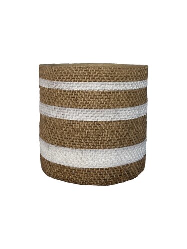 Pot Cilinder Strepen D34,5 x H33 cm Wit/Naturel