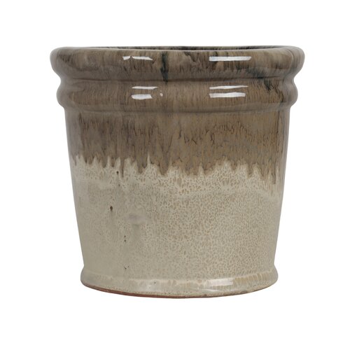 Bloempot black/cream - D 28 x H 23 cm