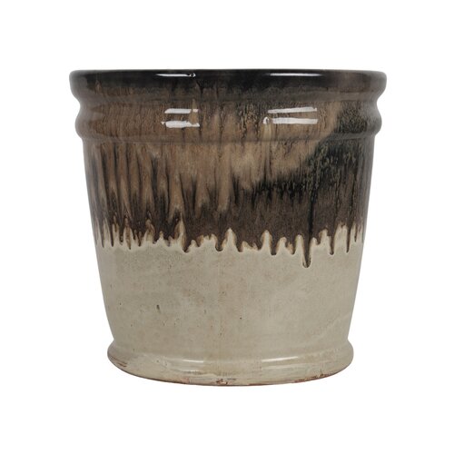 Bloempot black/cream - D 35 x H 32 cm - afbeelding 1