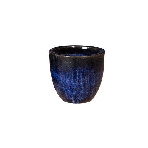 Pot egg glazuur D 22 x H 20 cm kobalt blue