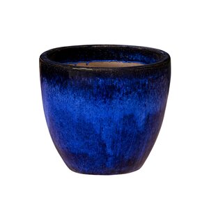 Pot egg glazuur D 35 x H 30 cm kobalt blue