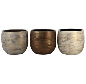 Pot Funchal goud/bruin/wit - D 29 x H 27 cm