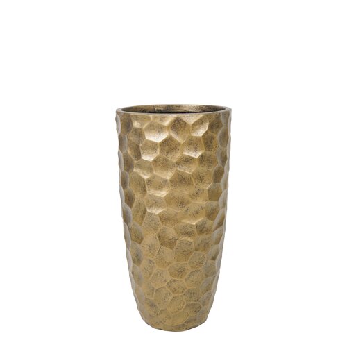Pot Hexagon hoog fibre clay D 23 x H 46 cm Gold