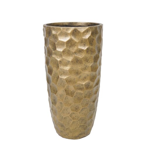 Pot Hexagon hoog fibre clay D 41,5 x H 77 cm Gold