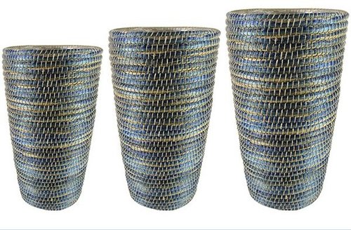 Pot hoog set van 3 Yasmijn blauw D38 H70