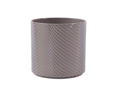 Pot Keramiek Blad - D13xH13cm Taupe