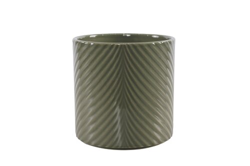 Pot Keramiek Blad - D13xH13cm Zeewier