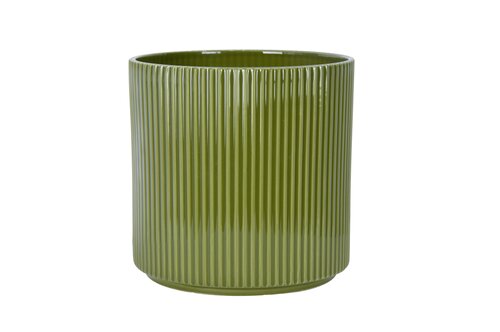 Pot Keramiek Strepen - D13xH13cm Groen