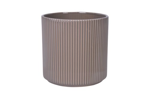 Pot Keramiek Strepen - D13xH13cm Taupe