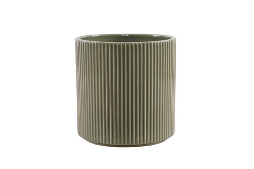 Pot Keramiek Strepen - D13xH13cm Zeewier