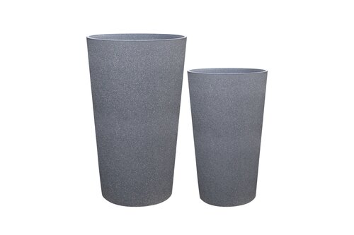 Pot kunststof hoog D 45,5 x H 76 cm mediterranean grey - afbeelding 2