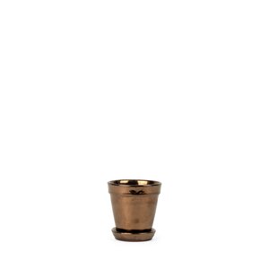 Pot met schotel D 11 x H 11,5 cm Antique gold