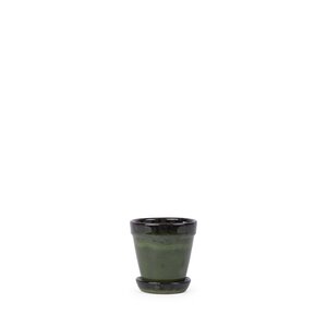 Pot met schotel D 11 x H 11,5 cm Green/black