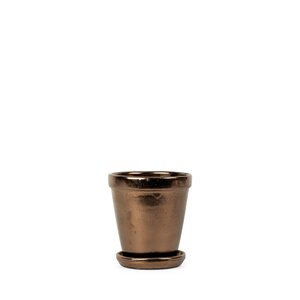 Pot met schotel D 16 x H 17 cm Antique gold