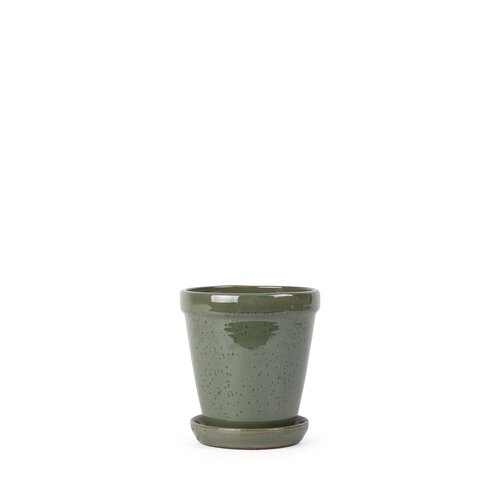 Bloempot met schotel copper blue - D 16 x H 17 cm