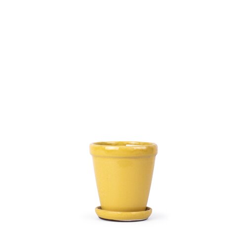 Pot met schotel D 16 x H 17 cm Pale yellow