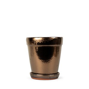 Pot met schotel D 22 x H 24 cm Antique gold