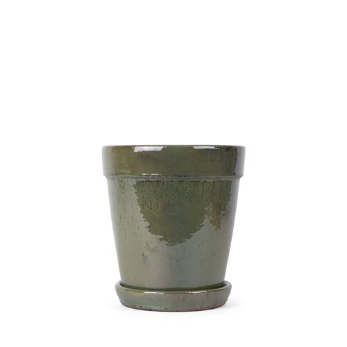 Bloempot met schotel copper blue - D 22 x H 24 cm