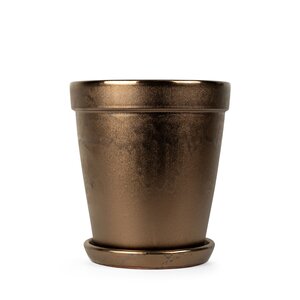 Pot met schotel D 30 x H 33 cm Antique gold