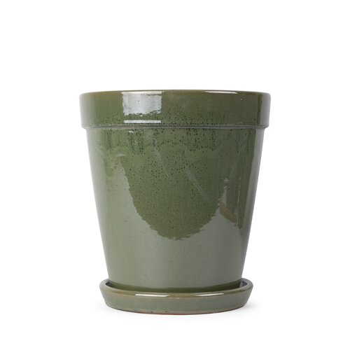 Bloempot met schotel copper blue - D 30 x H 33 cm
