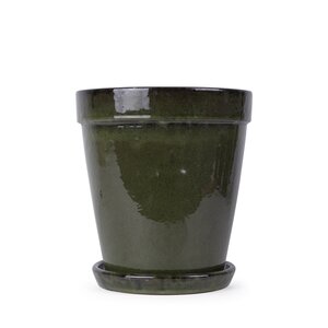 Pot met schotel D 30 x H 33 cm Green/black