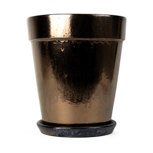 Pot met schotel D 38 x H 44 cm Antique gold