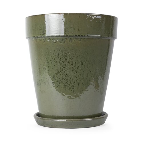 Bloempot met schotel copper blue - D 38 x H 44 cm