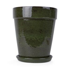 Pot met schotel D 38 x H 44 cm Green/black