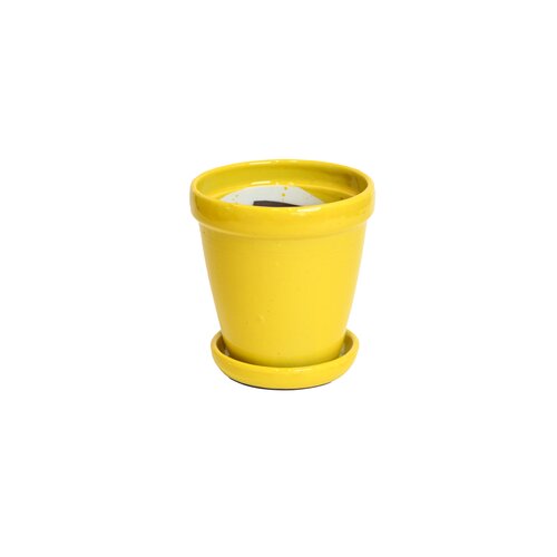 Pot met schotel pale yellow - D 16 x H 17 cm