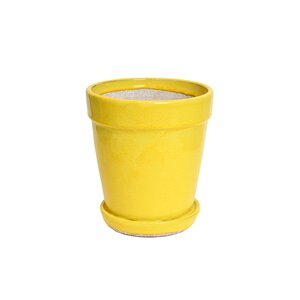 Pot met schotel pale yellow - D 38 x H 44 cm
