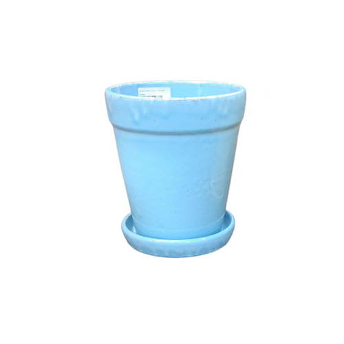 Pot met schotel sky blue - D 22 x H 24 cm