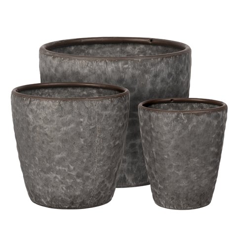 Pot Metaal Antique Grey (Incl. liner) - Ø 15,5 x H 17 cm - afbeelding 2