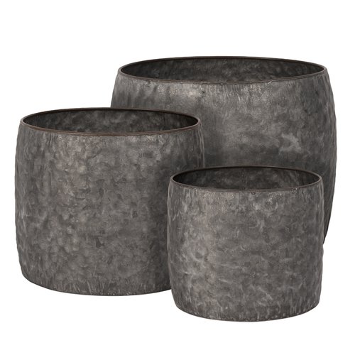Pot Metaal Antique Grey (Incl. liner) - Ø 17,5 x H 14 cm - afbeelding 2