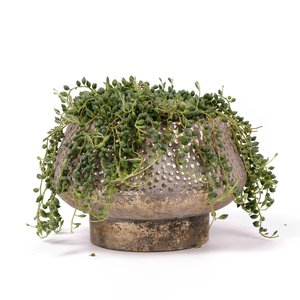 Pot Metaal White Gold - H 17,3 x D 26 cm - afbeelding 2