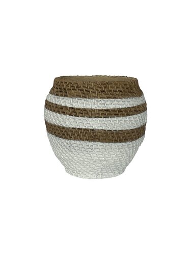  Pot Organisch Strepen D24 x H23,5 cm Wit/Naturel