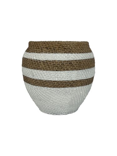  Pot Organisch Strepen D31,5 x H30 cm Wit/Naturel