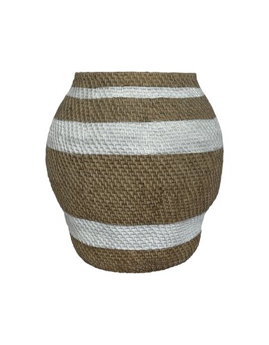  Pot Organisch Strepen D39 x H41 cm Wit/Naturel