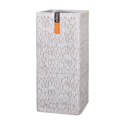 Pot rechthoek Stone 32x32x72 ivoor