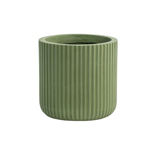 Pot Ribbel Cilinder Fibre Clay D 45 X H 45 Cm Groen