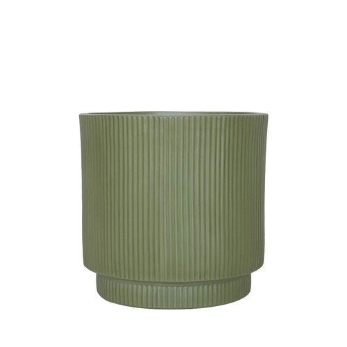 Pot Ribbel Verhoogd Fibre Clay D 30 X H 30 Cm Groen
