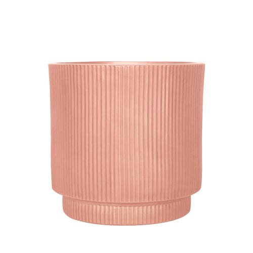 Pot Ribbel Verhoogd Fibre Clay D 37 X H 37 Cm Zalm