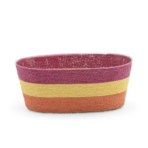 Pot rope rond B 24 x D 12 x H 10 cm multi bright roze/geel/oranje - afbeelding 2