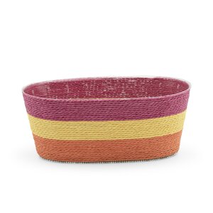 Pot rope rond B 24 x D 12 x H 10 cm multi bright roze/geel/oranje - afbeelding 2