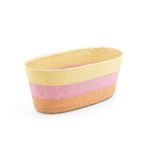 Pot rope rond B 24 x D 12 x H 10 cm multi pastel geel/roze/oranje - afbeelding 1