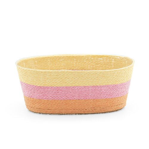 Pot rope rond B 24 x D 12 x H 10 cm multi pastel geel/roze/oranje - afbeelding 2