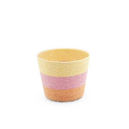 Pot rope rond D 12 x H 10 cm multi pastel geel/roze/oranje