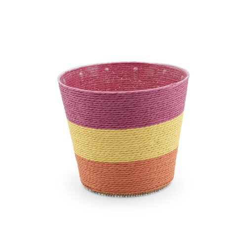 Pot rope rond D 15,5 x H 13 cm multi bright roze/geel/oranje