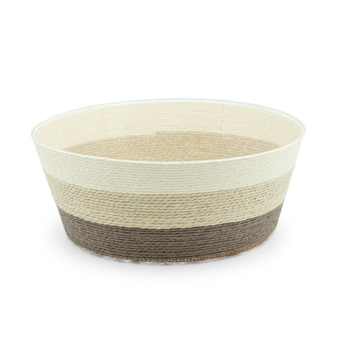 Pot rope rond D 24 x H 10 cm multi creme/taupe/bruin