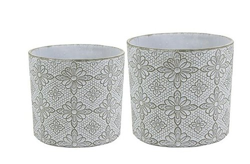 Pot set van 2 Fedde lichtgrijs D13 H12