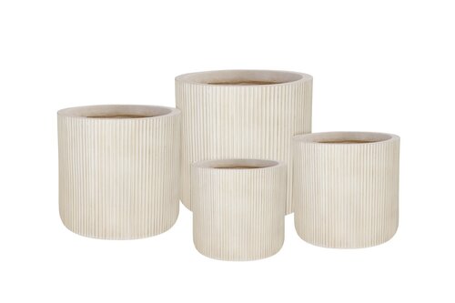 Pot Stripes Cilinder Fibre Clay - Set van 4 Beige